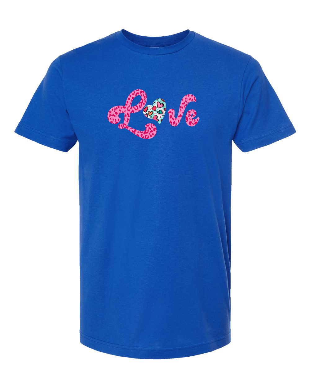 Pink Leopard Script Love With Heart Accent T-Shirt