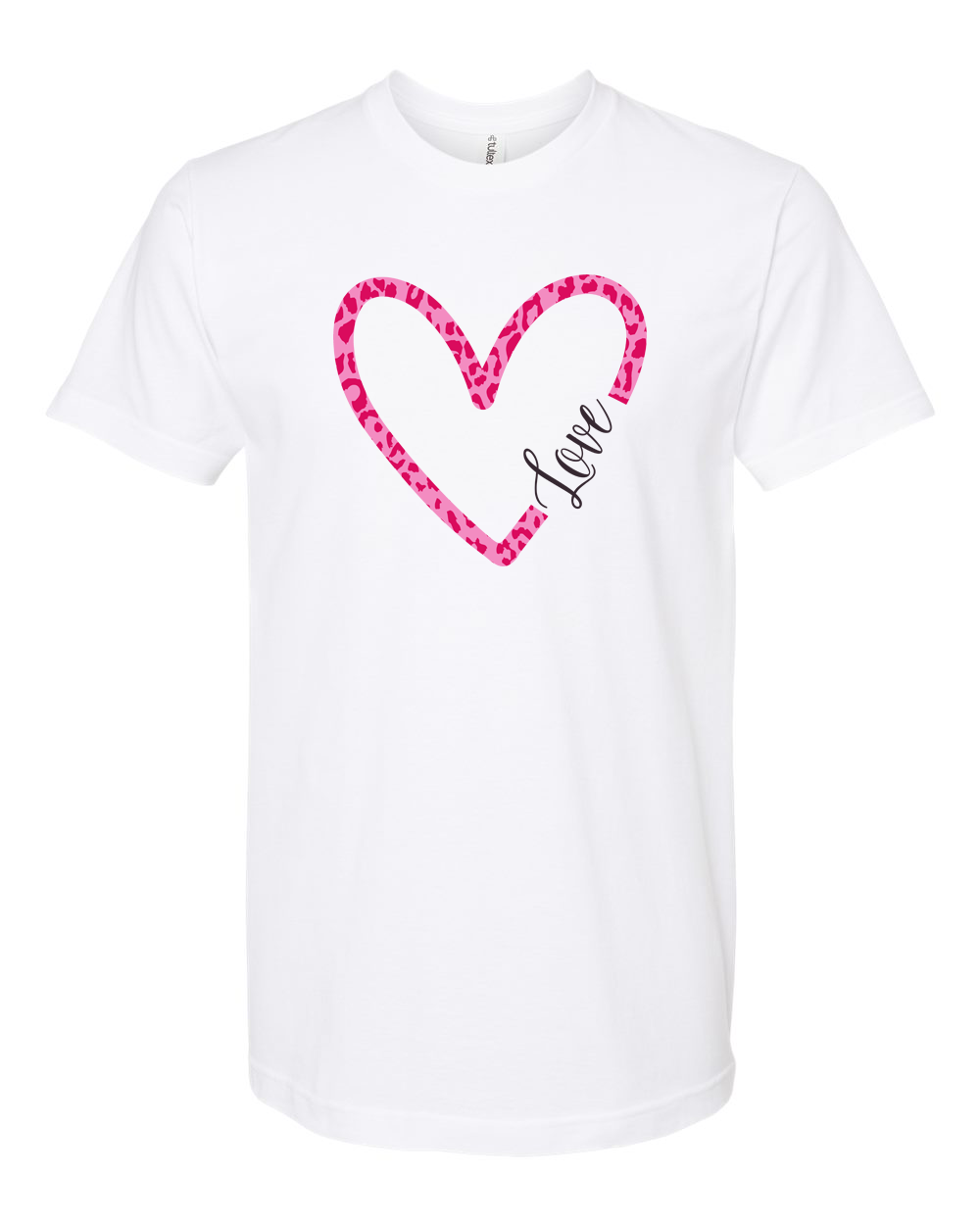 Pink Leopard Love Word Art Heart T-Shirt